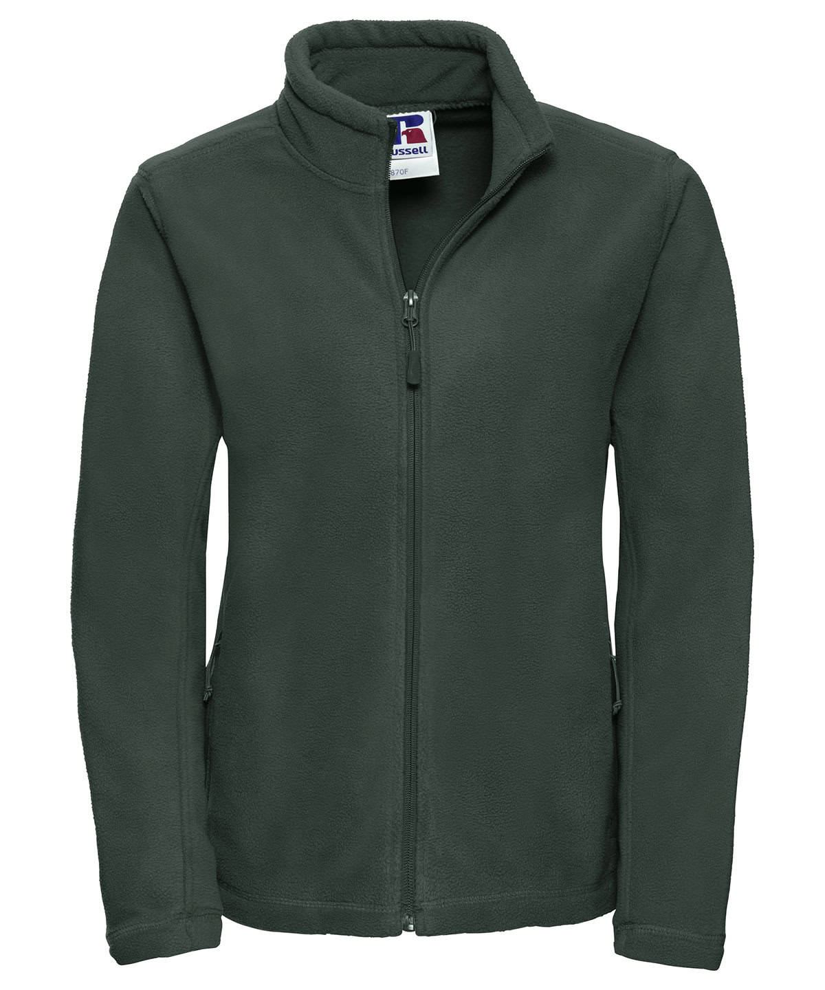Zip outdoor fleece jacket in bottle green, perfect for outdoor activities and casual wear.