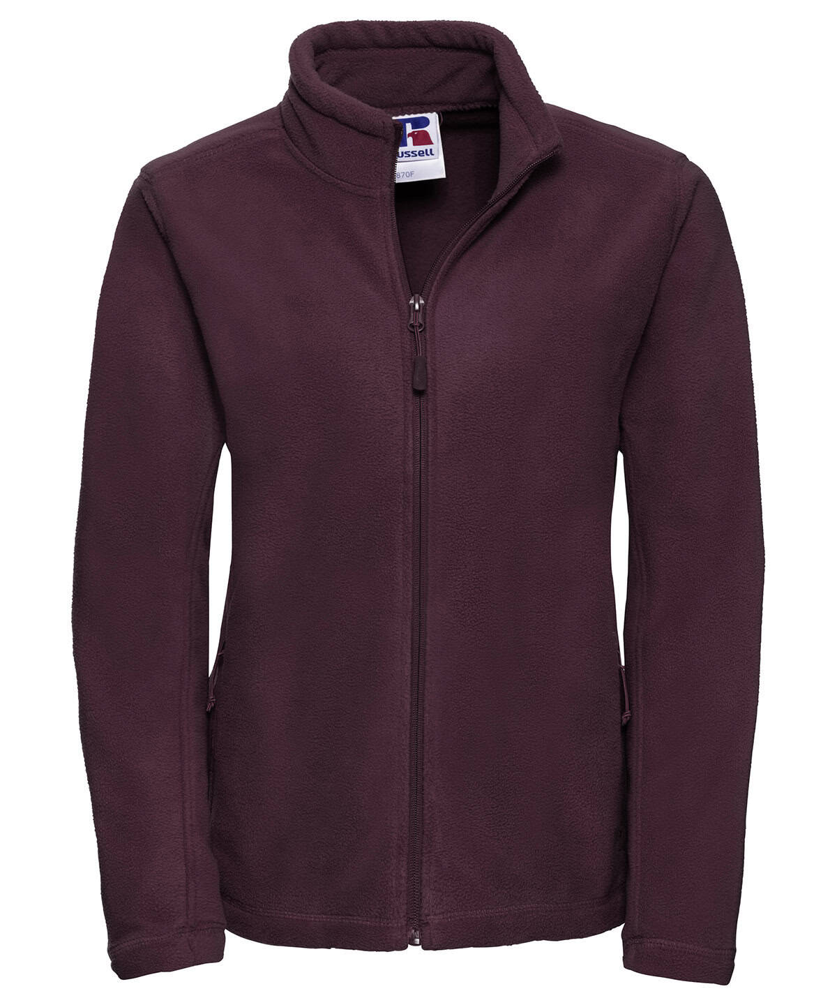 Zip outdoor fleece jacket in burgundy, perfect for outdoor activities and casual wear.