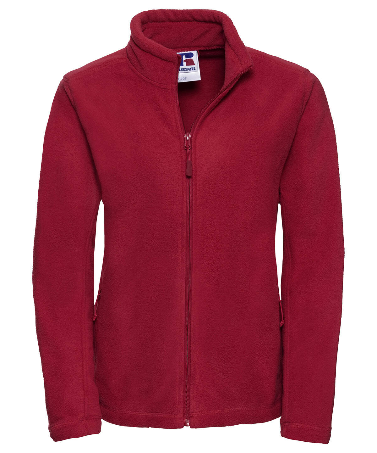 Zip outdoor fleece jacket in vibrant red, perfect for outdoor activities and casual wear.
