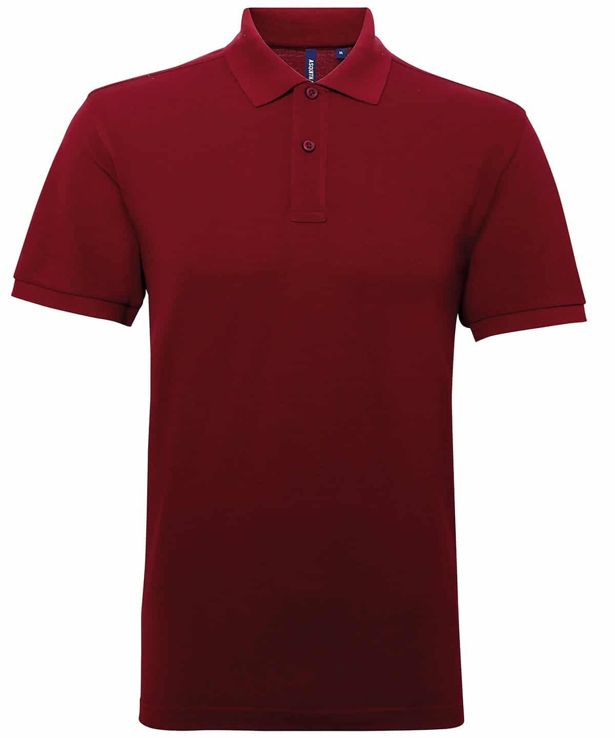Polycotton blend polo shirt in burgundy, size S, ideal for custom embroidery and printing.