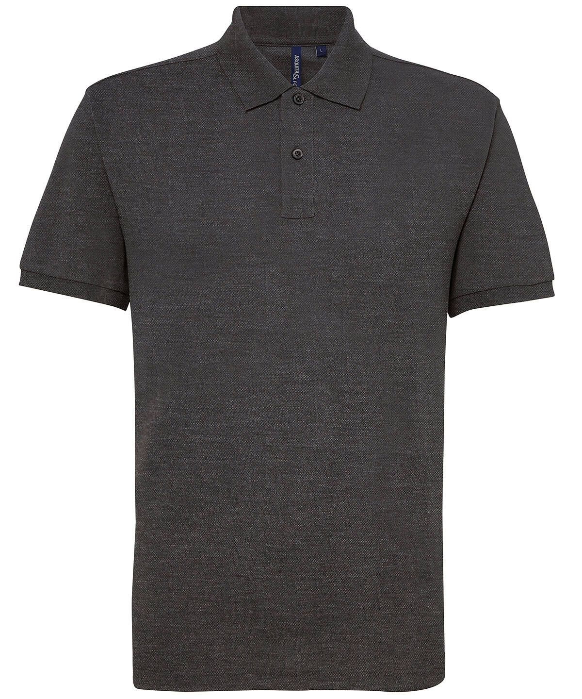 Charcoal polycotton blend polo shirt with classic collar and button placket. Perfect for custom embr.
