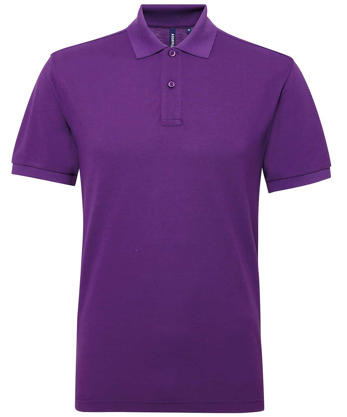 Polycotton blend polo shirt in purple, size S, ideal for custom embroidery and printing.