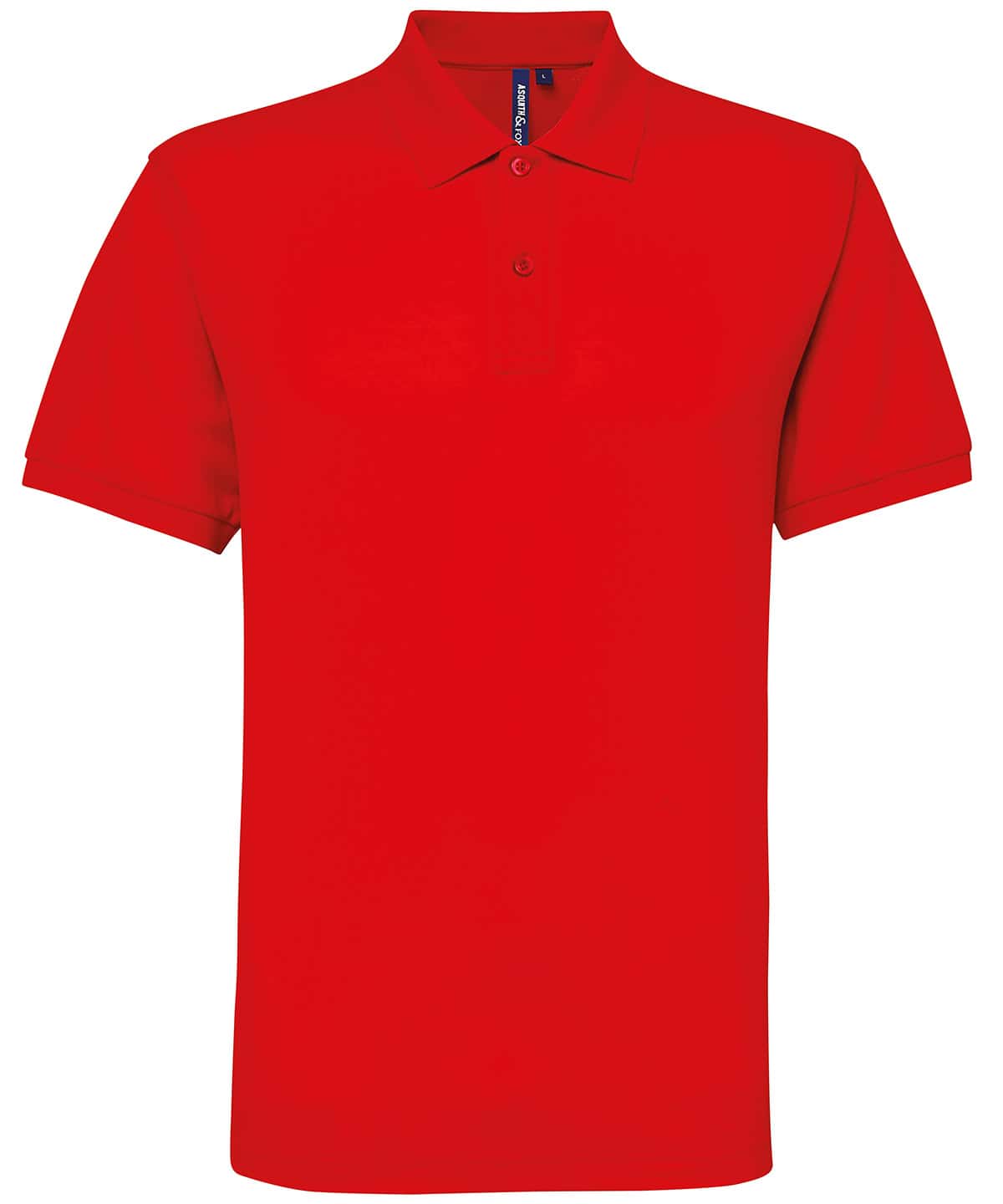 Red polycotton blend polo shirt with classic collar and button placket, ideal for personalised embro.