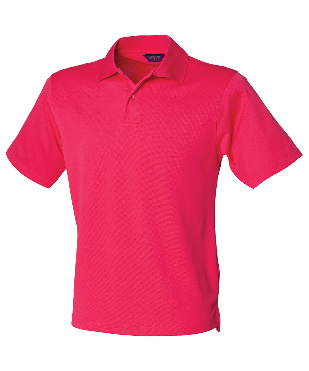 Bright pink polo shirt with classic collar, perfect for personalised embroidery and printing project.