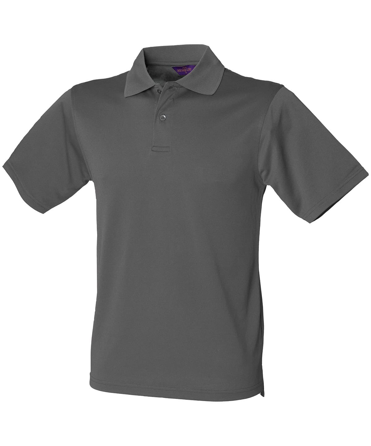 Charcoal grey polo shirt with embroidery and printing options, perfect for corporate or promotional.