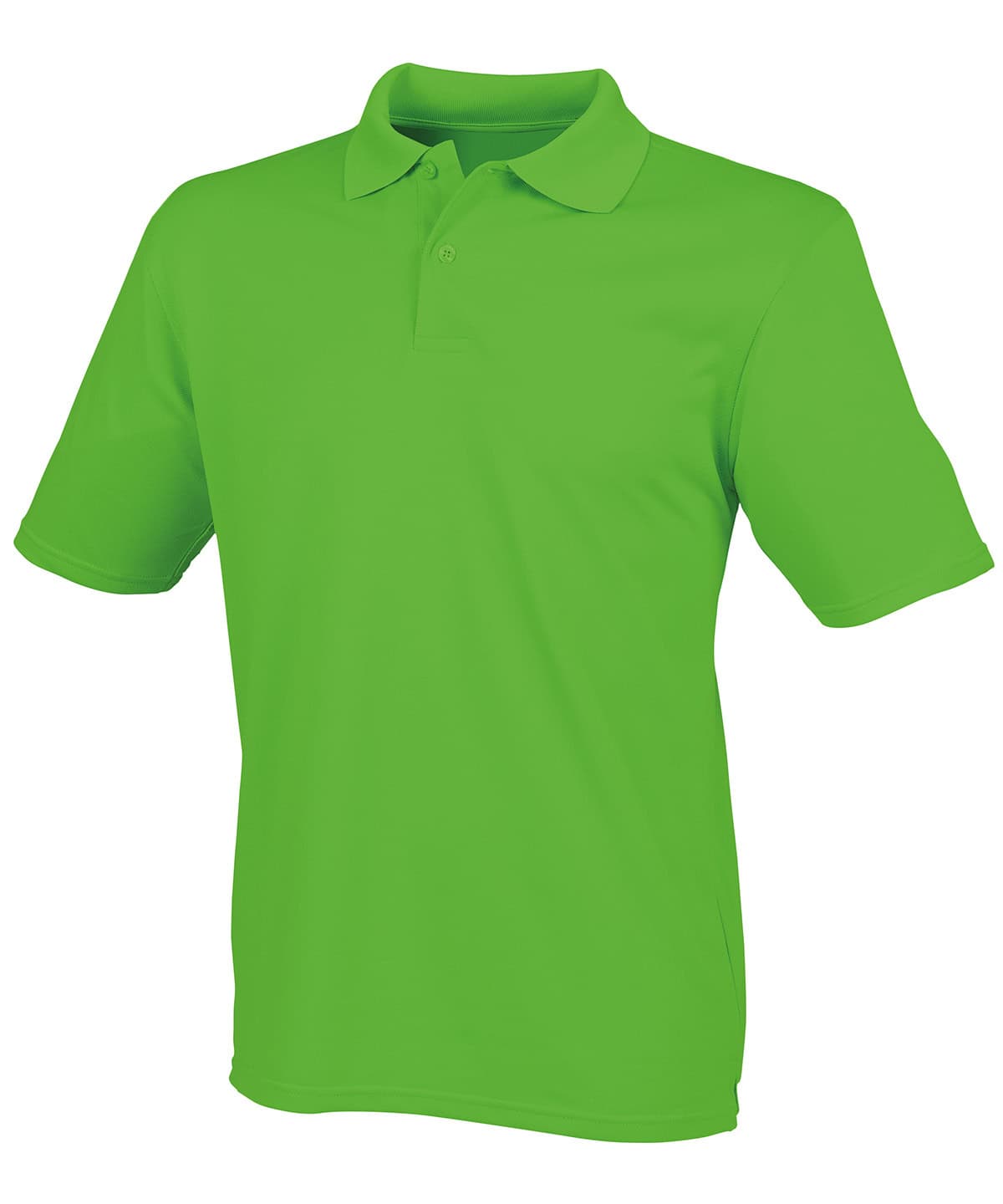 Bright lime green polo shirt for custom embroidery and printing. Perfect for corporate branding and.