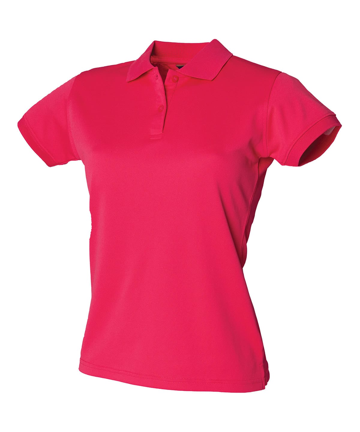 Bright pink ladies polo shirt for embroidery and printing. Perfect for custom branding and promotion.