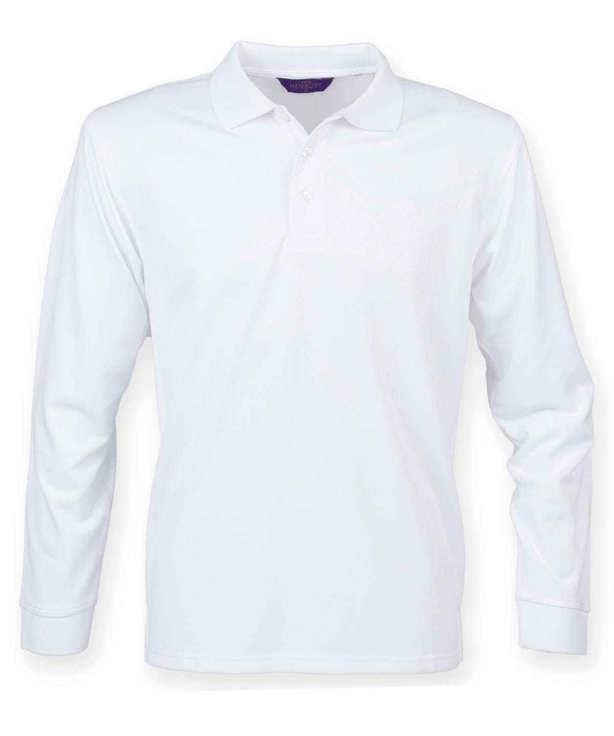 White long sleeve Coolplus polo shirt for custom embroidery and printing. Perfect for corporate bran.