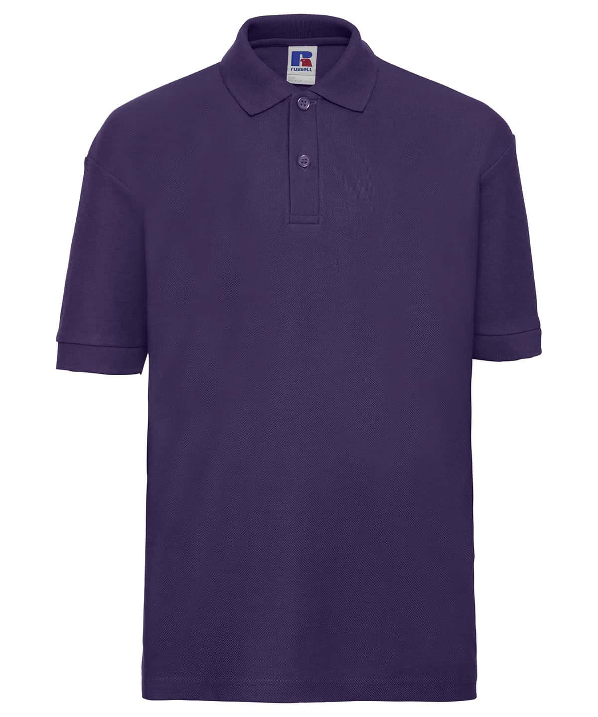 Kids polo shirt in purple, perfect for young children aged 1/2 years, featuring embroidery and print.