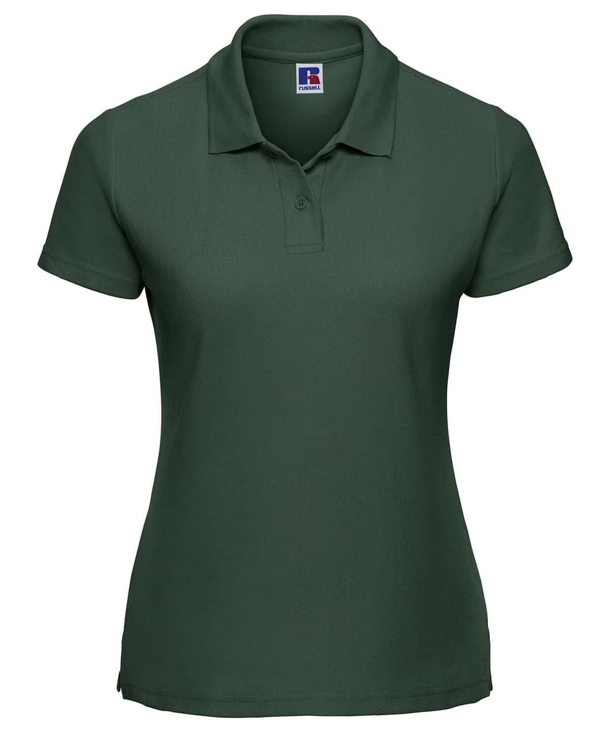 Ladies classic polycotton polo in bottle green, XS, suitable for embroidery and printing.