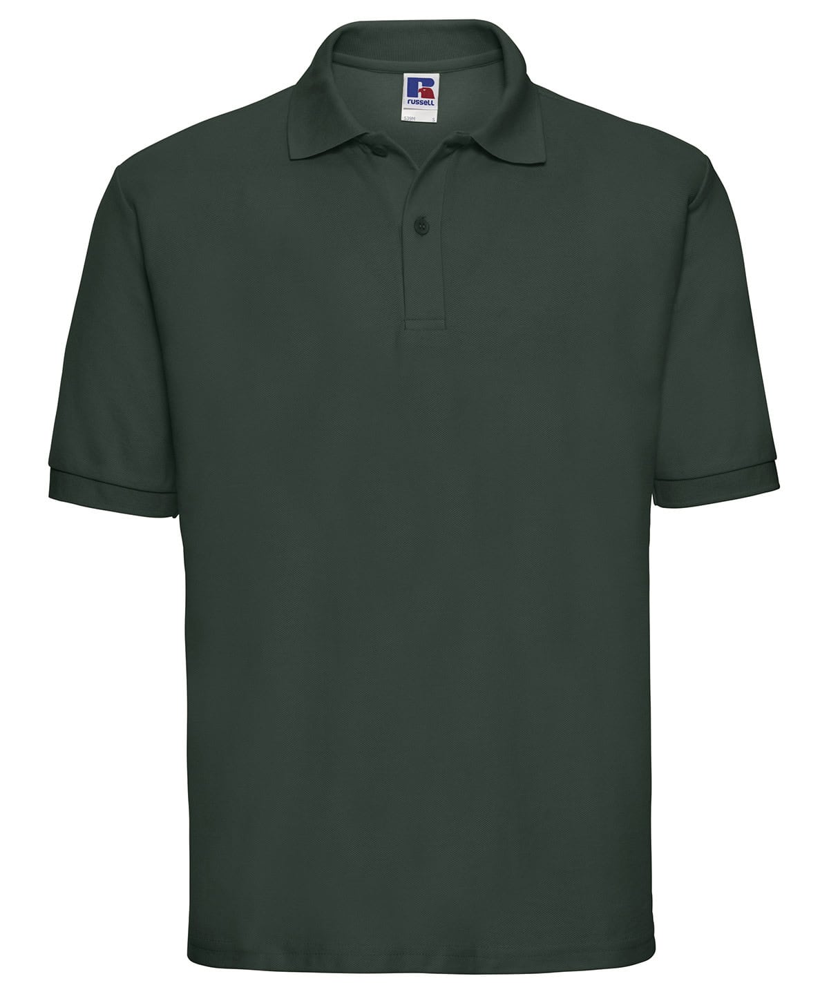 Polyester cotton polo shirt with embroidered logo in bottle green, perfect for corporate branding an.