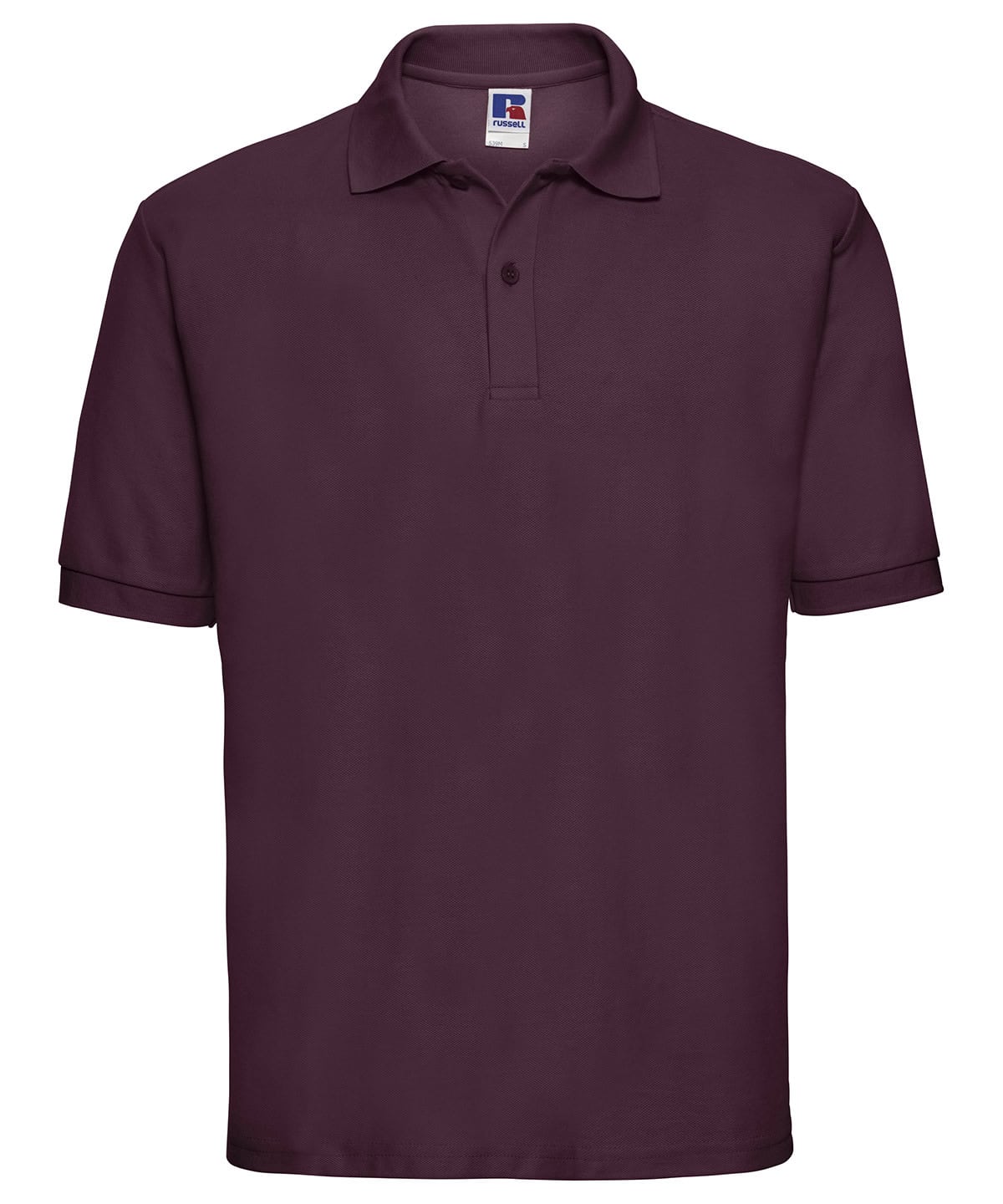 Polycotton polo shirt in burgundy, perfect for custom embroidery and printing.