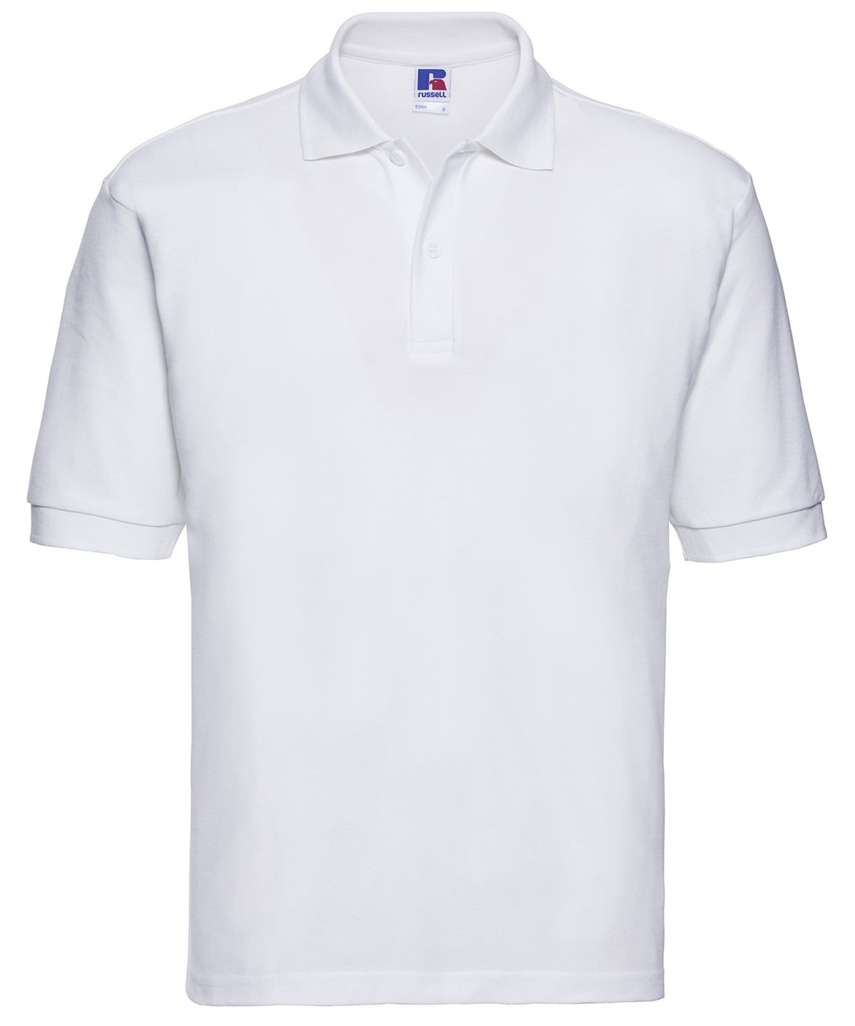 Polycotton polo shirt in white, perfect for embroidery and printing, available in XS size.