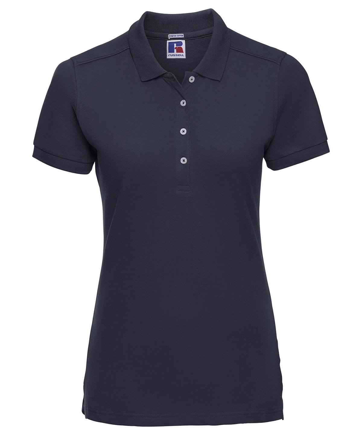Ladies stretch polo shirt in French Navy, perfect for sports and casual wear.
