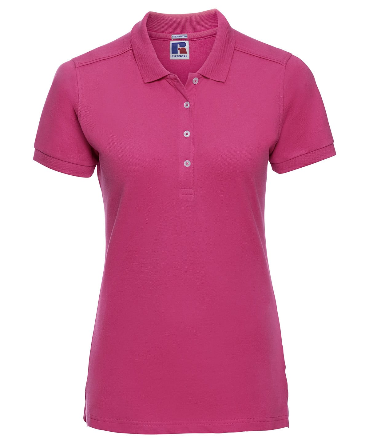 Fuchsia ladies stretch polo shirt with embroidery and printing options. Perfect for sports, casual w.
