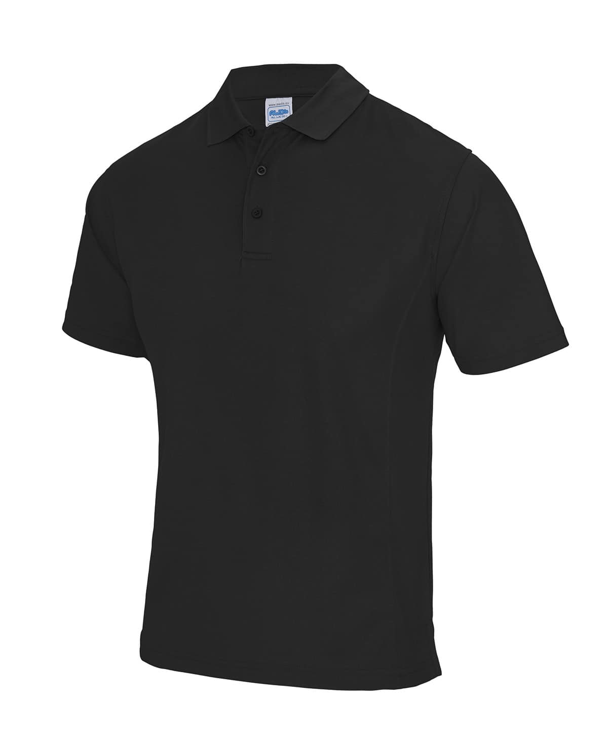 Performance polo shirt in jet black, perfect for sports and casual wear. Comfortable, stylish, and i.