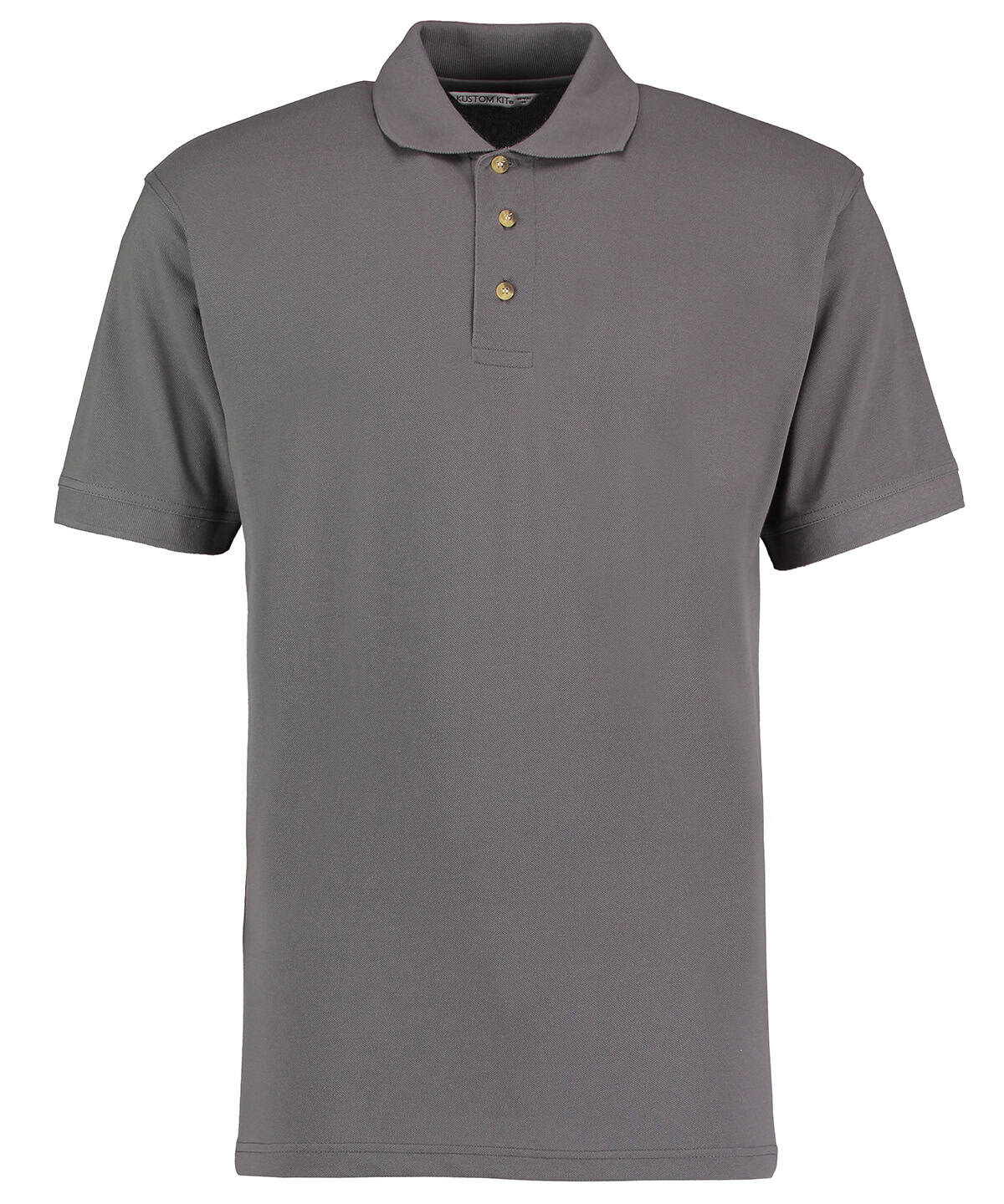Charcoal workwear polo shirt with classic fit, KK400 model, ideal for embroidery and printing.