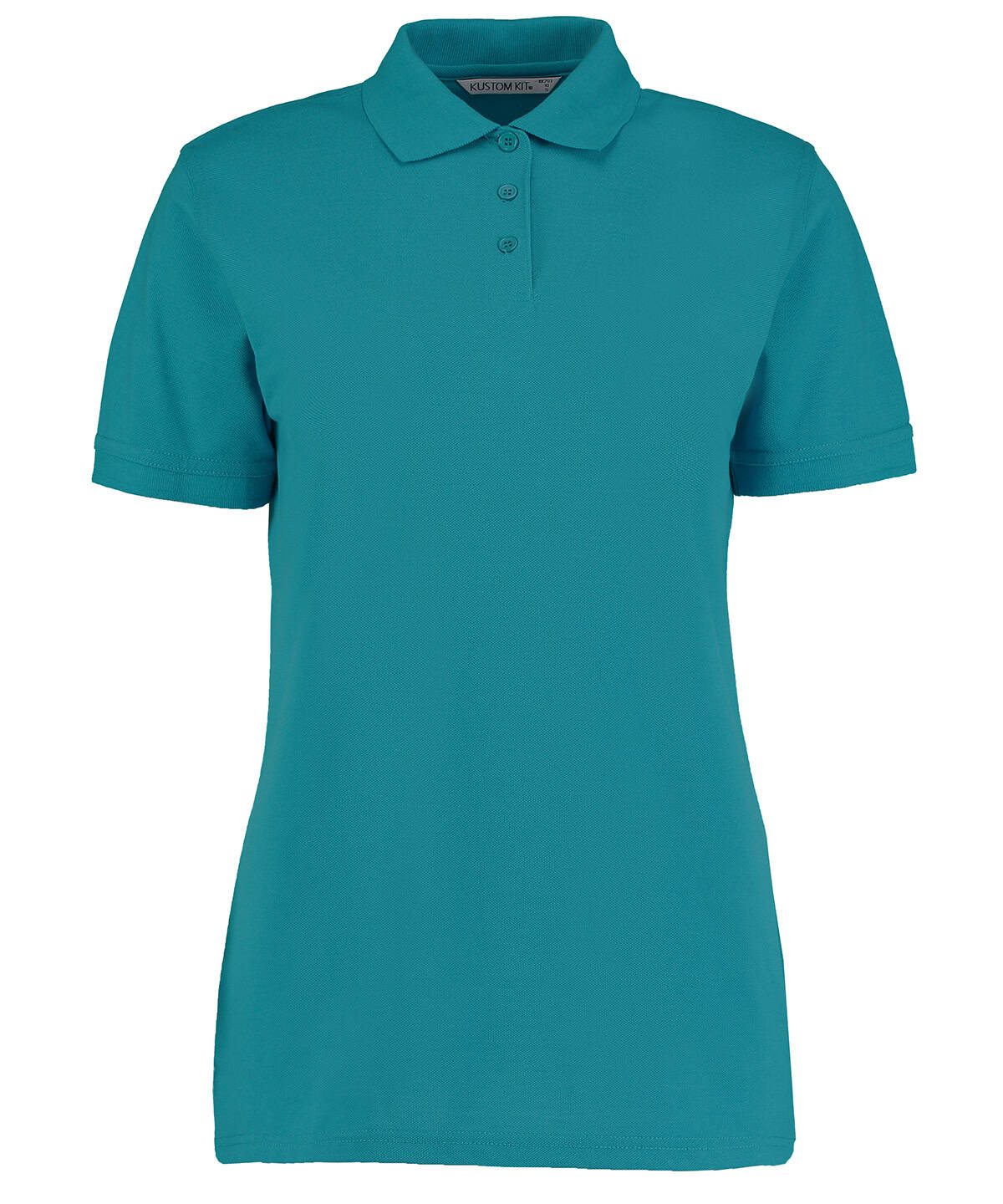 Embroidery and printing on ladies polo shirt in Jade.