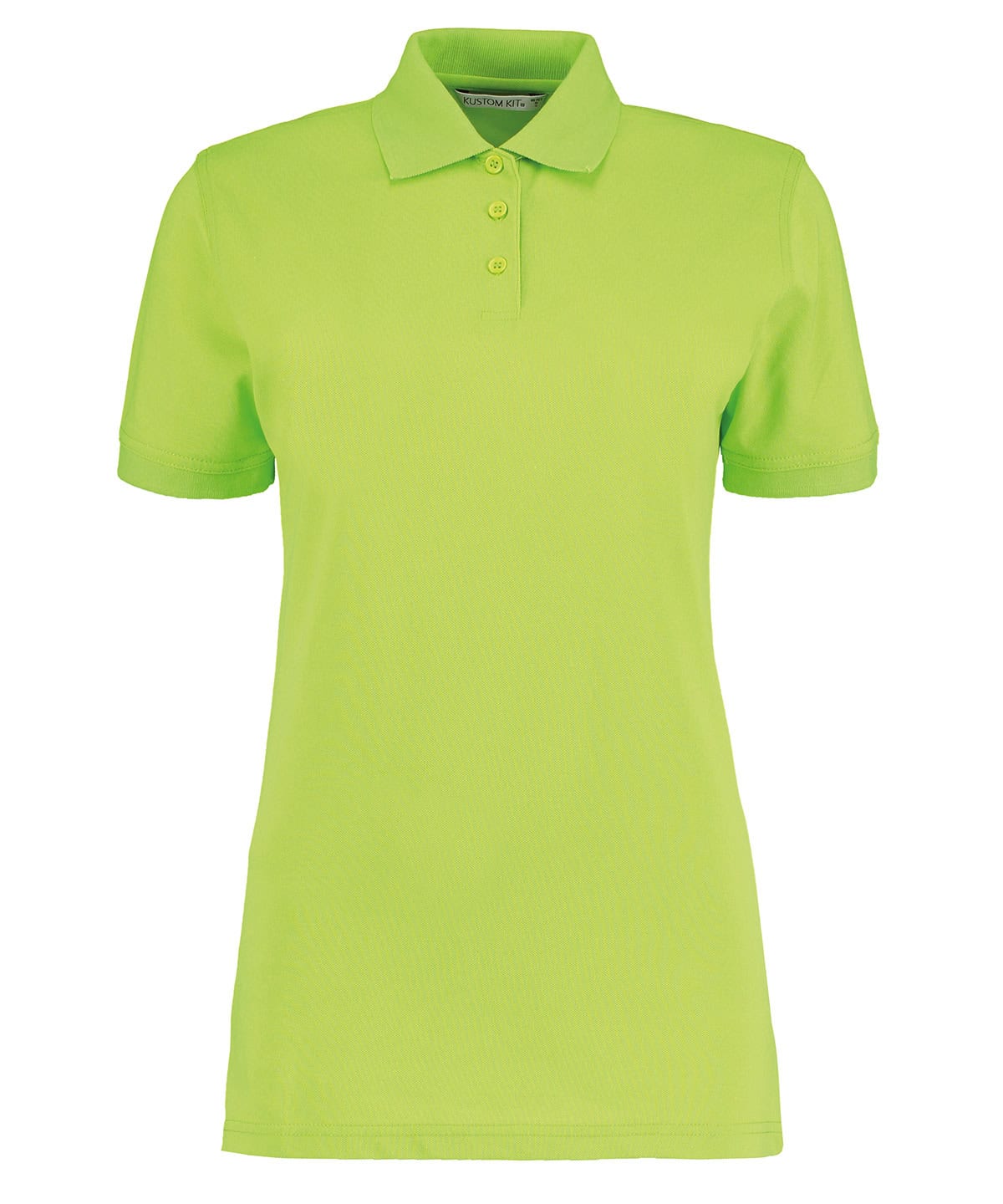 Ladies Klassic polo shirt in vibrant lime green, made with superwash fabric for durability and comfo.