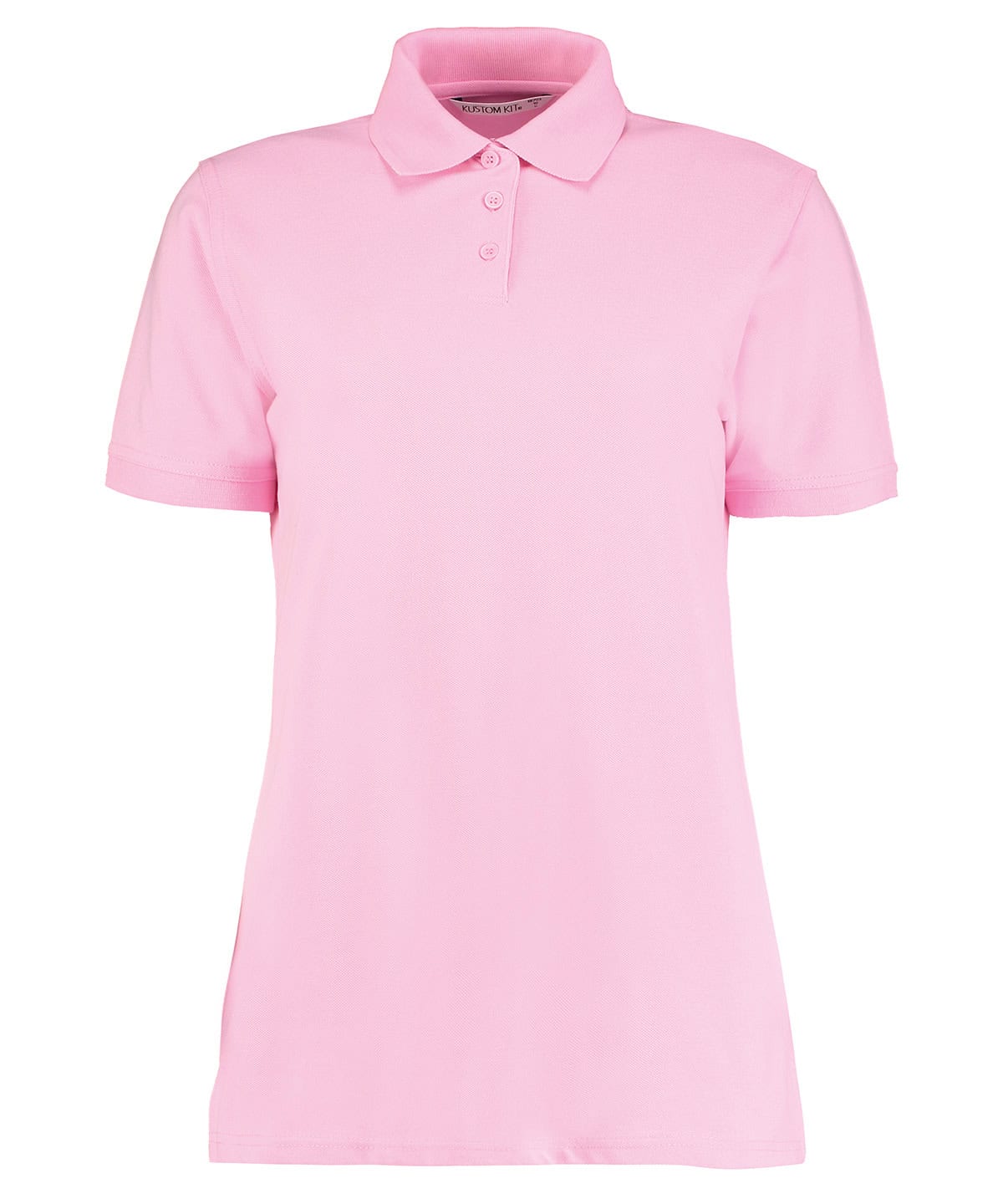 Pink ladies' polo shirt with classic collar, perfect for casual and sportswear.