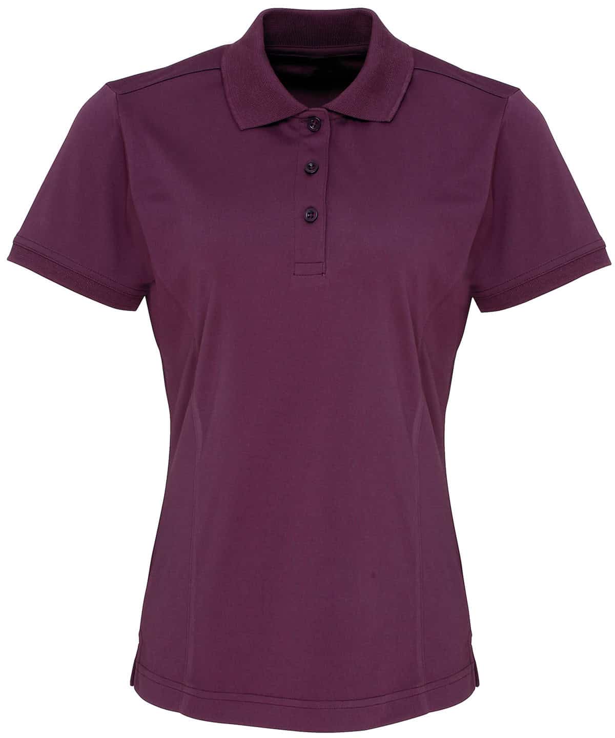 Ladies purple Coolchecker piqué polo shirt, perfect for casual and sportswear.