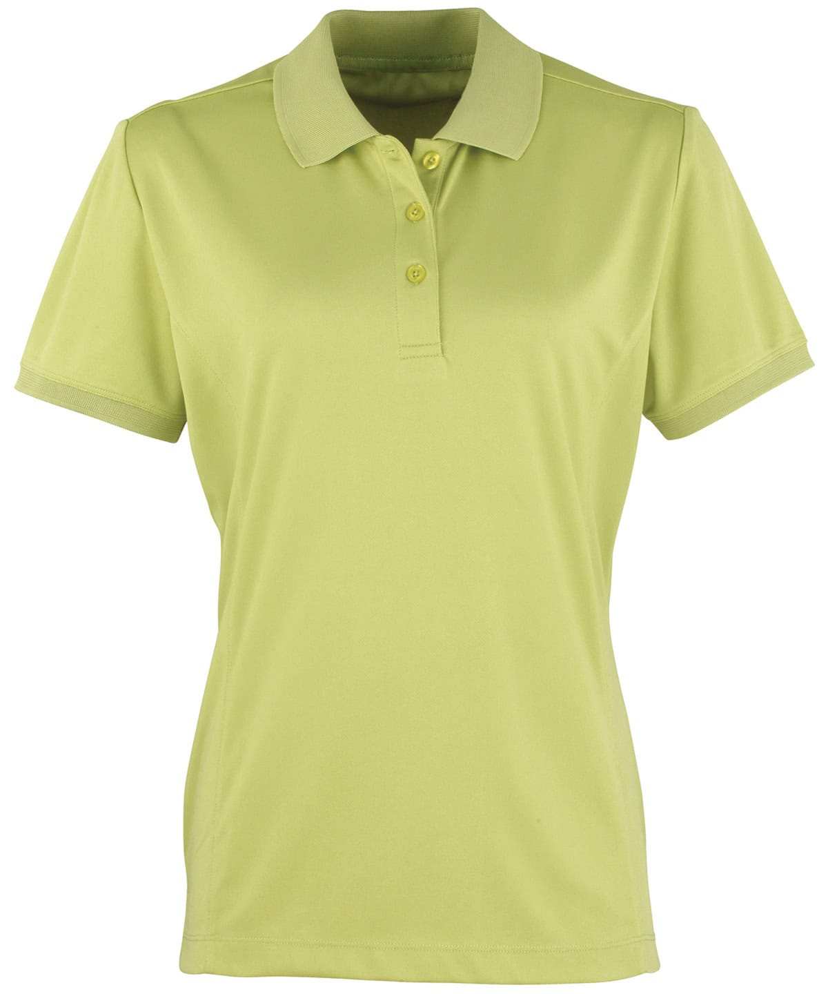 Bright lime green ladies piqué polo shirt, perfect for casual and sportswear. Made with high-quality.
