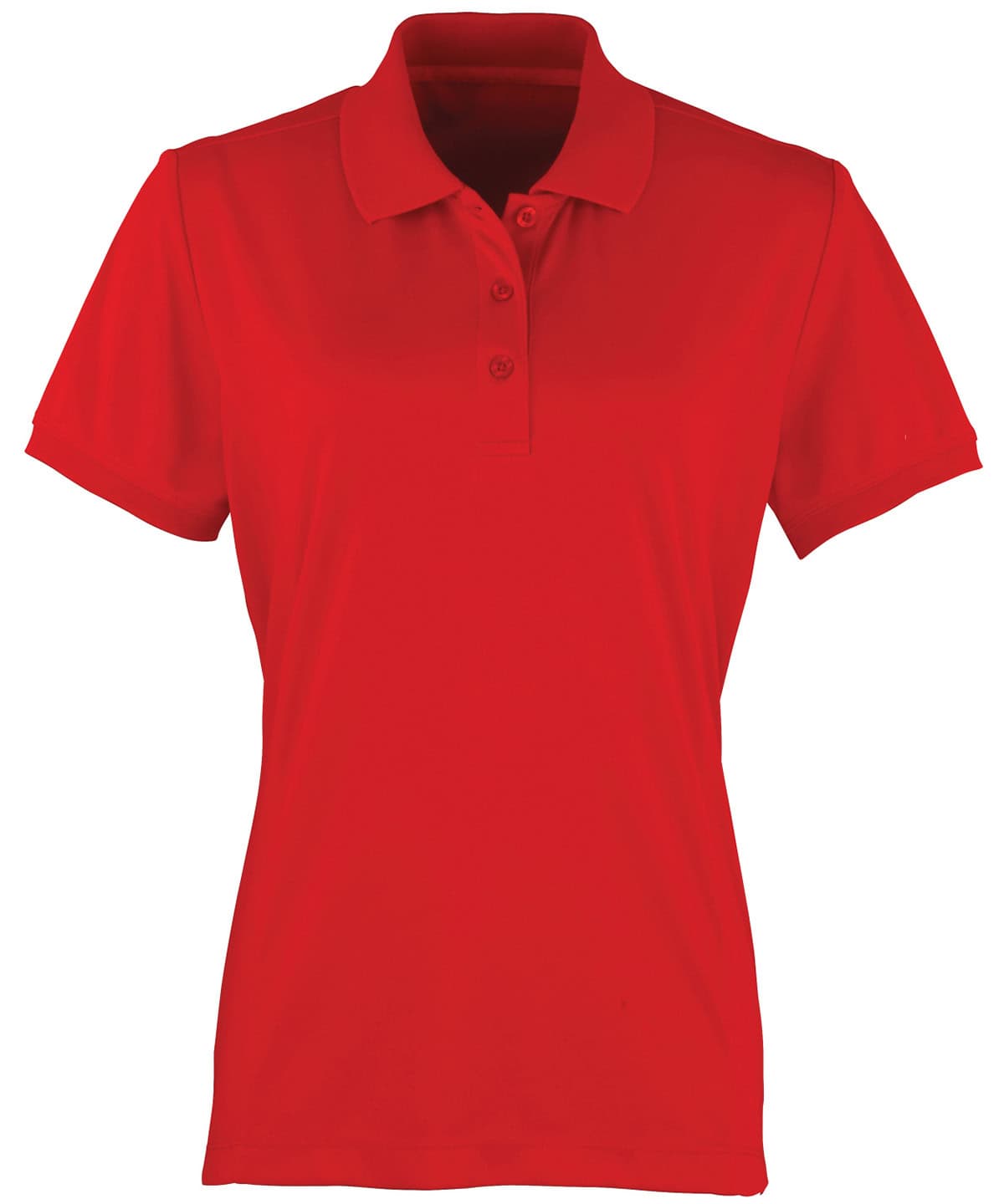 Red Ladies Piquer Polo Shirt for embroidery and printing.