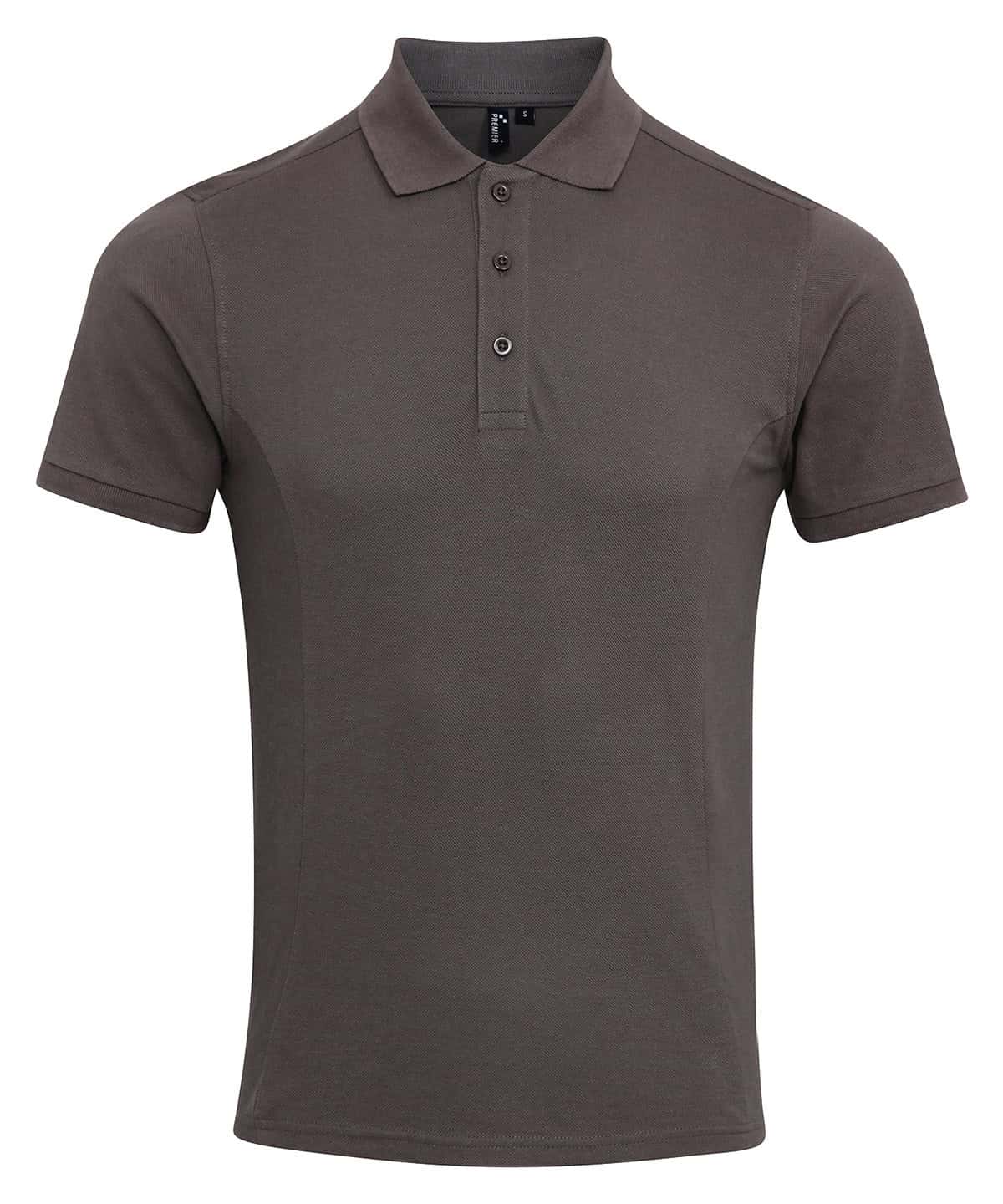 Polo shirt in dark grey with embroidery and printing options, perfect for corporate branding and cas.