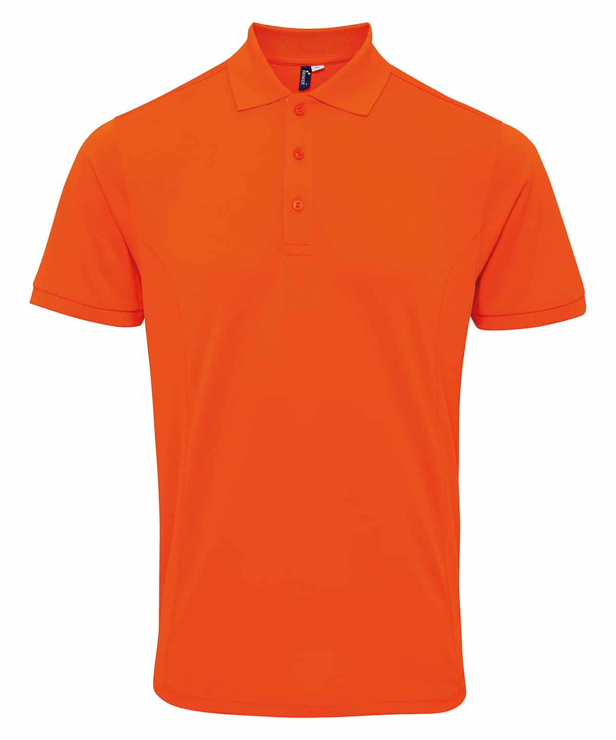 Orange Coolchecker Plus polo shirt with embroidery and printing options.