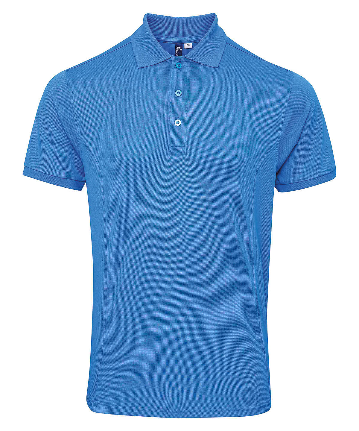 Bright blue Coolchecker polo shirt with embroidered logo, perfect for corporate or casual branding.