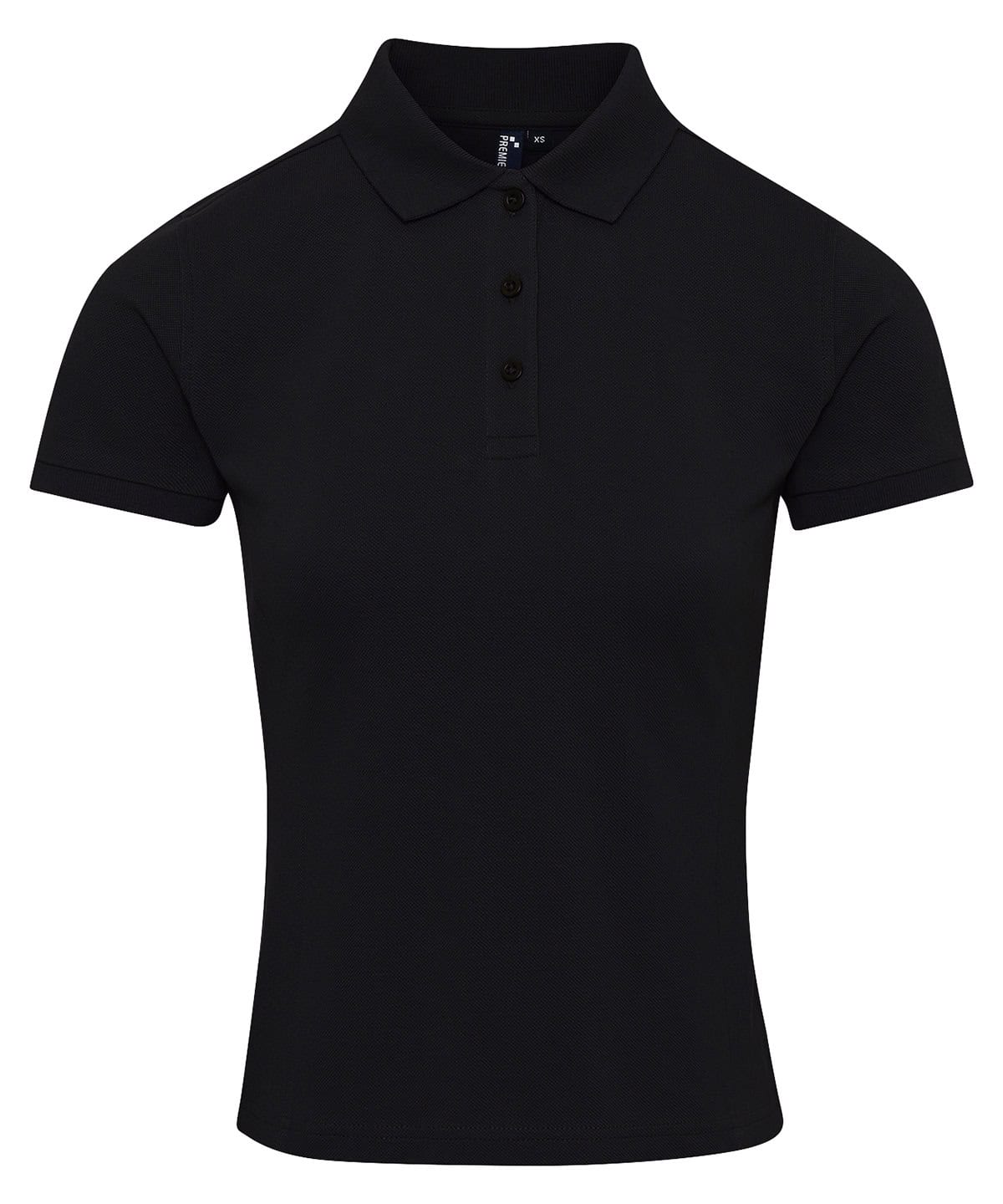 Black Ladies Polo Shirt ideal for embroidery and printing, part of CapeBali’s custom apparel collect.