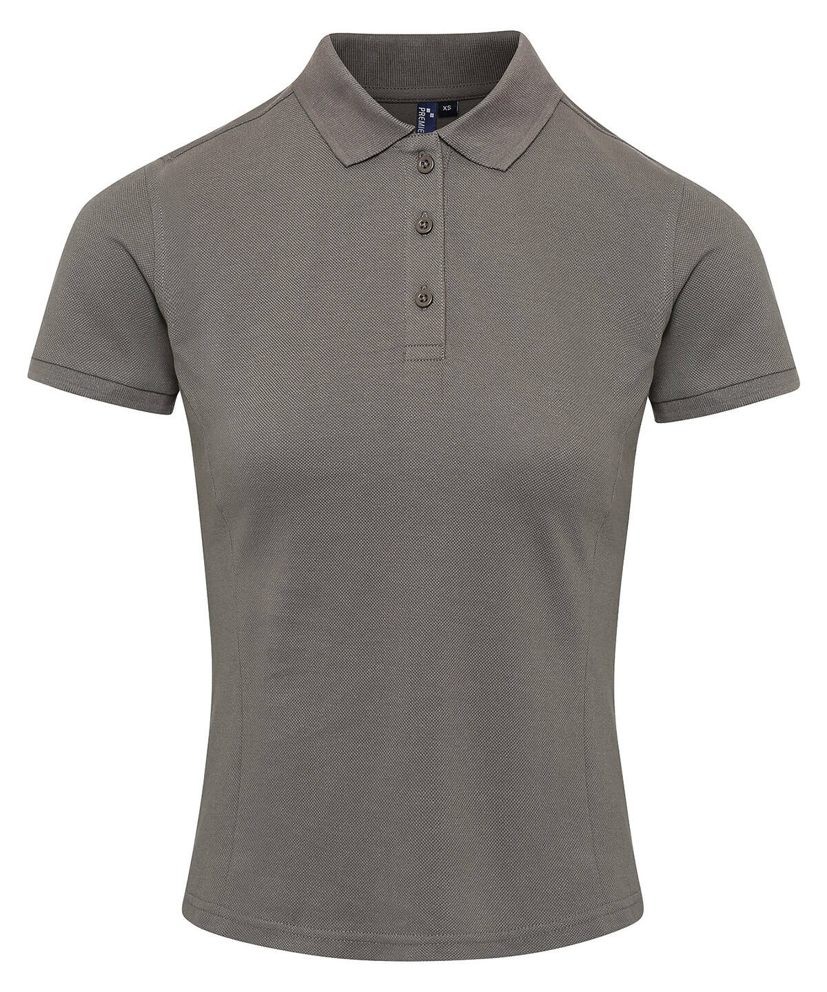Ladies Coolchecker polo shirt in dark grey, perfect for casual or workwear. Embroidered or printed w.