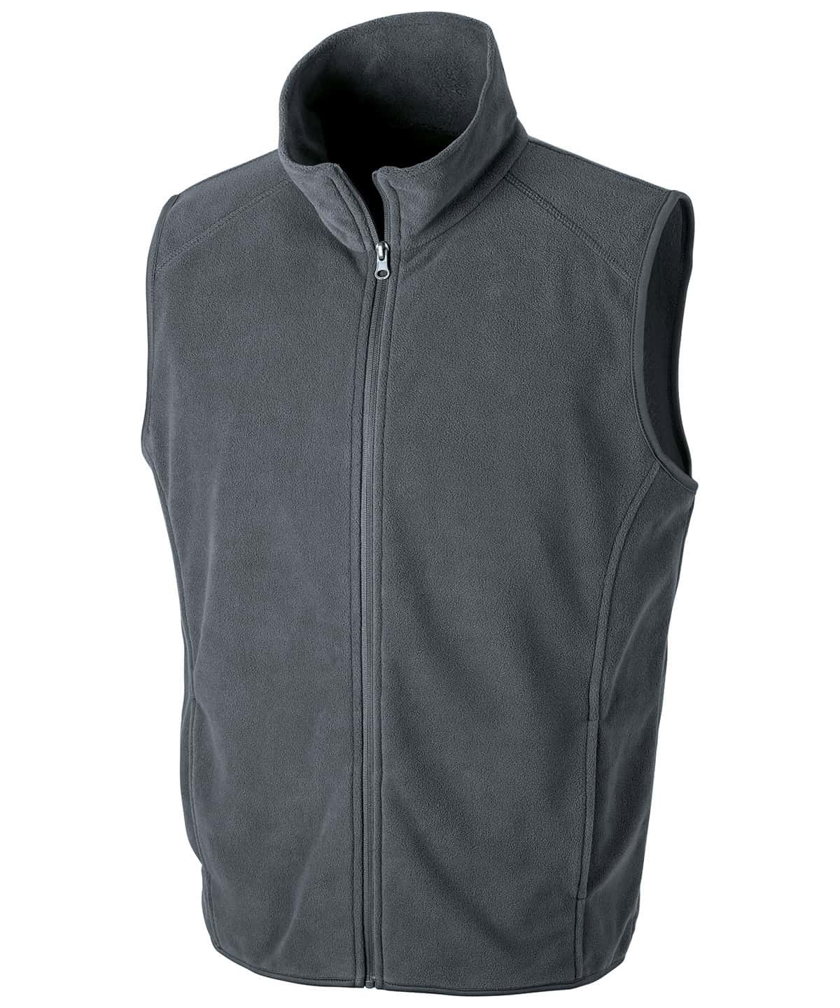 Microfleece gilet in charcoal, size XS, ideal for custom embroidery and printing.