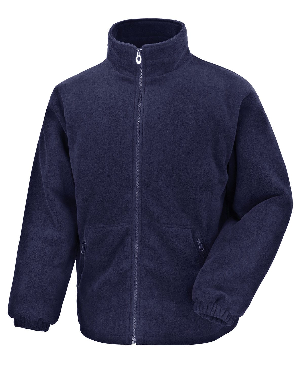 Padded navy winter fleece jacket with full zip, ideal for warmth and comfort.