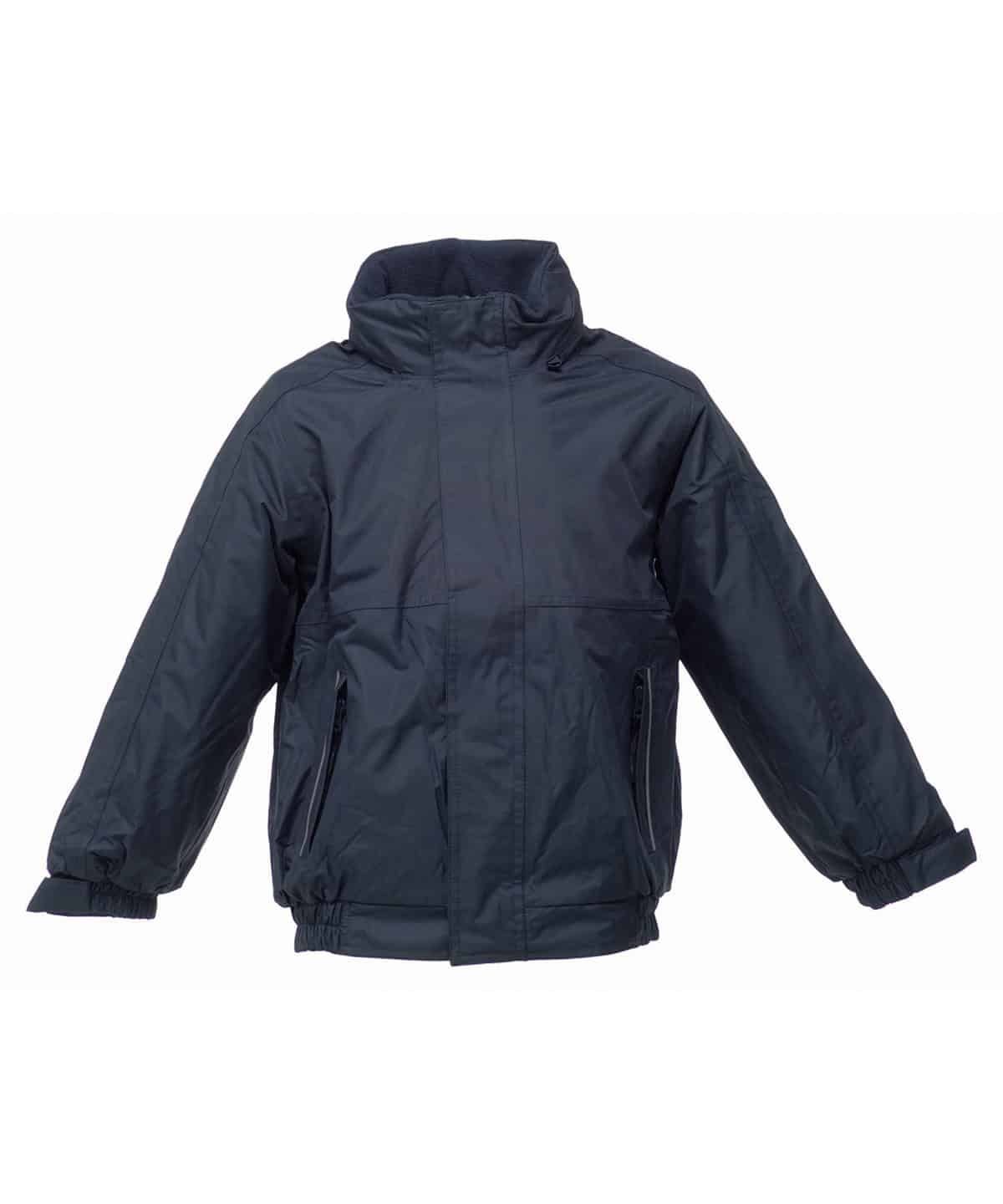Navy kids' Dover jacket with embroidery and printing options, perfect for outdoor activities and sch.
