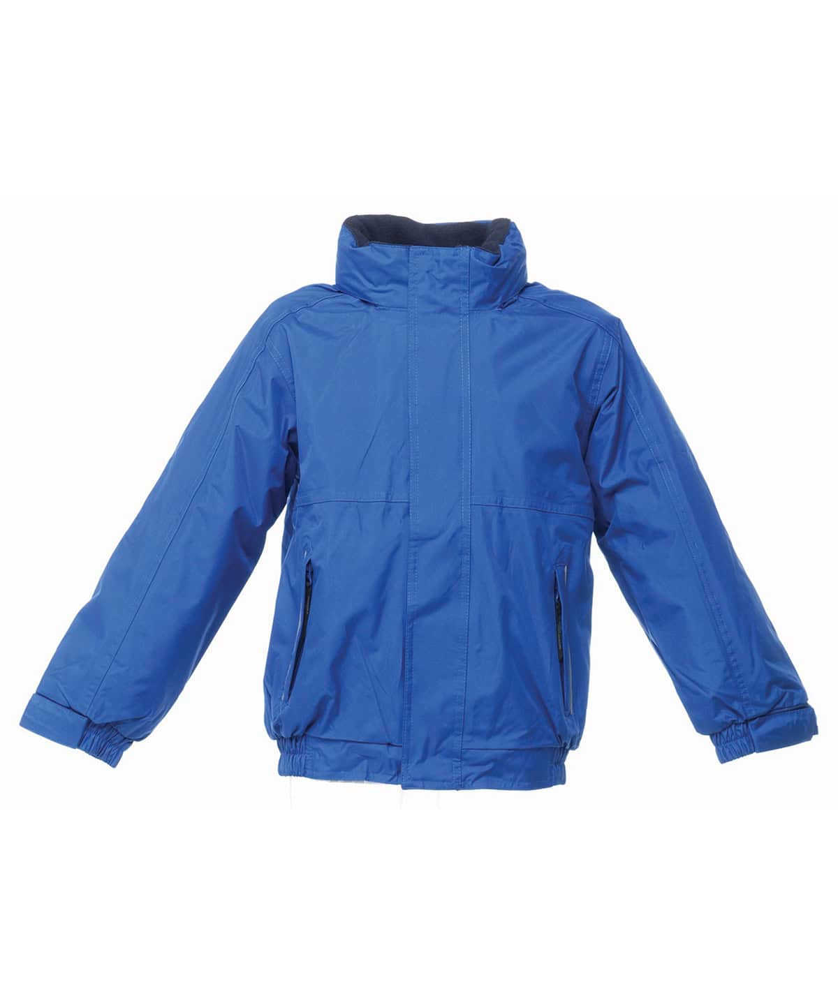 Children's navy waterproof jacket with adjustable cuffs and front zip closure. Perfect for outdoor p.