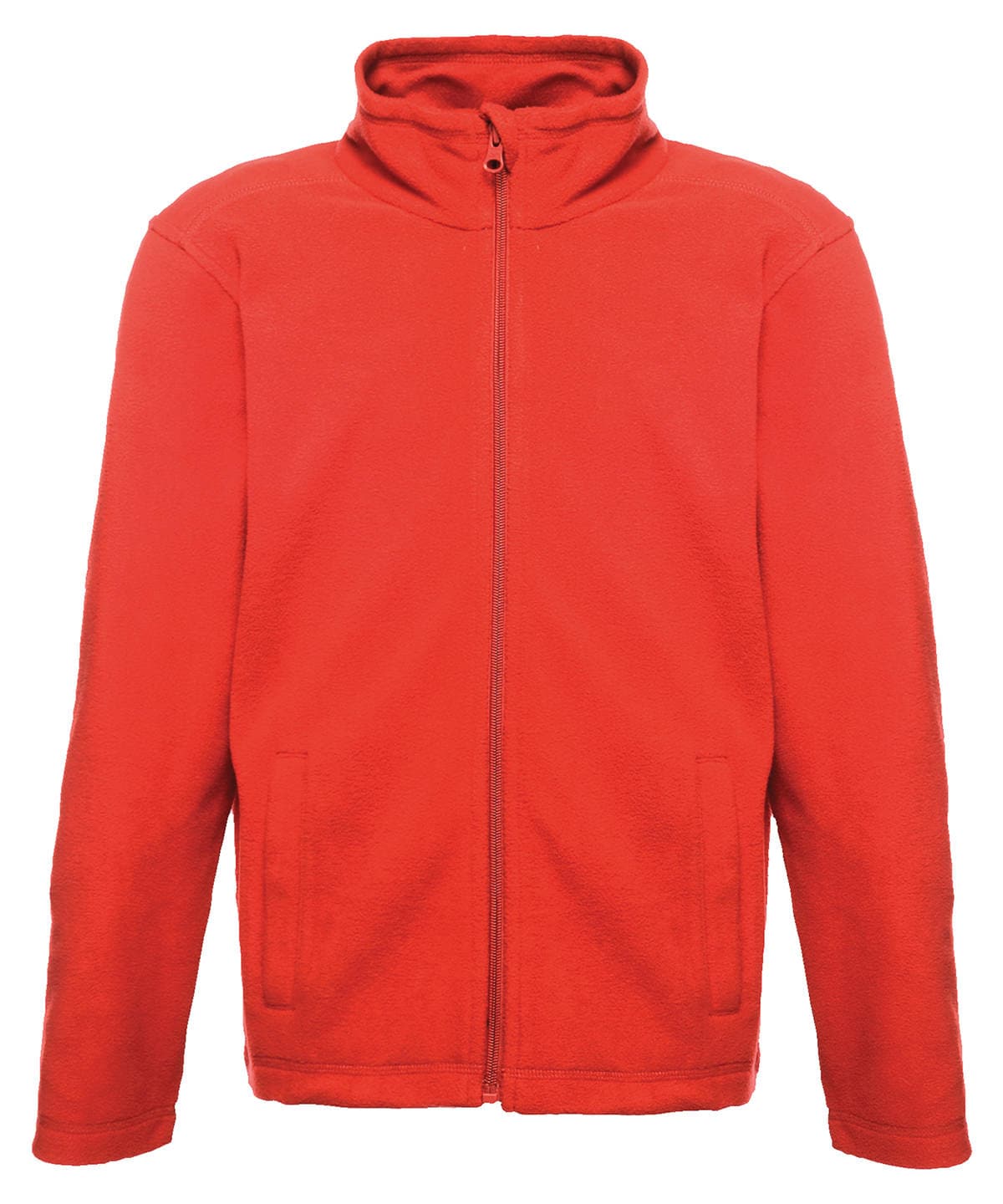 Red kids' fleece jacket with full zip and high collar. Perfect for outdoor activities and casual wea.