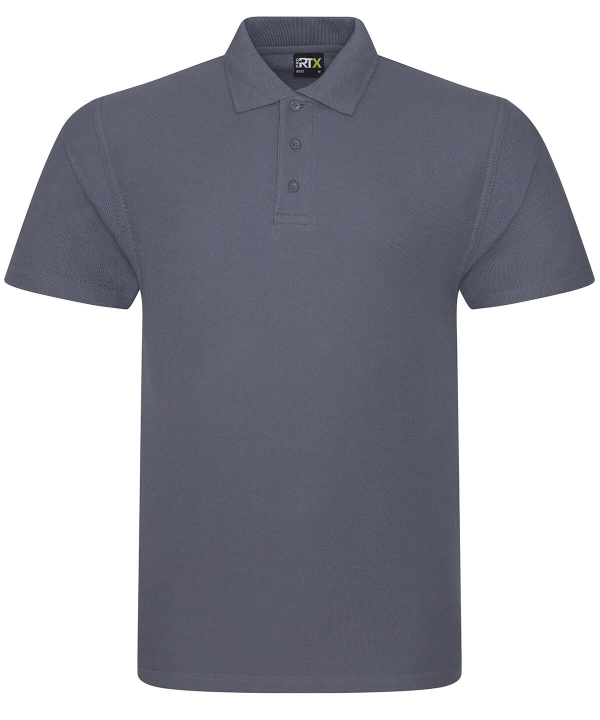Solid grey polo shirt with embroidery and printing options for professional sportswear.
