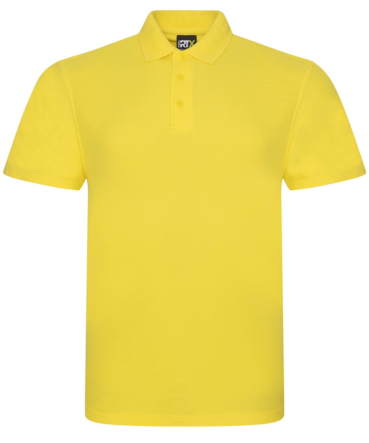 Yellow Pro Polo RX101 XS with embroidery detail.