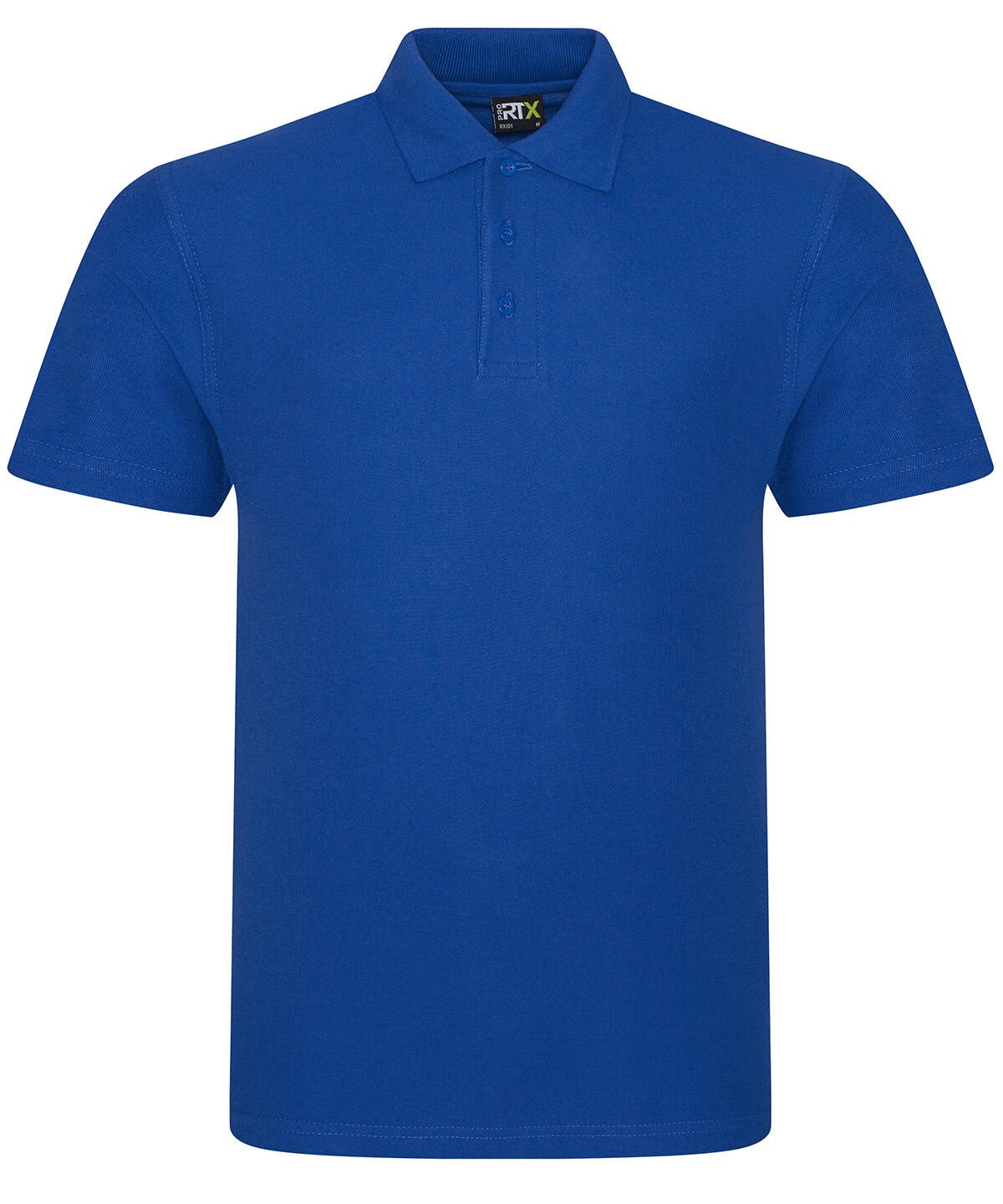 Royal blue polo shirt with embroidery and printing options.