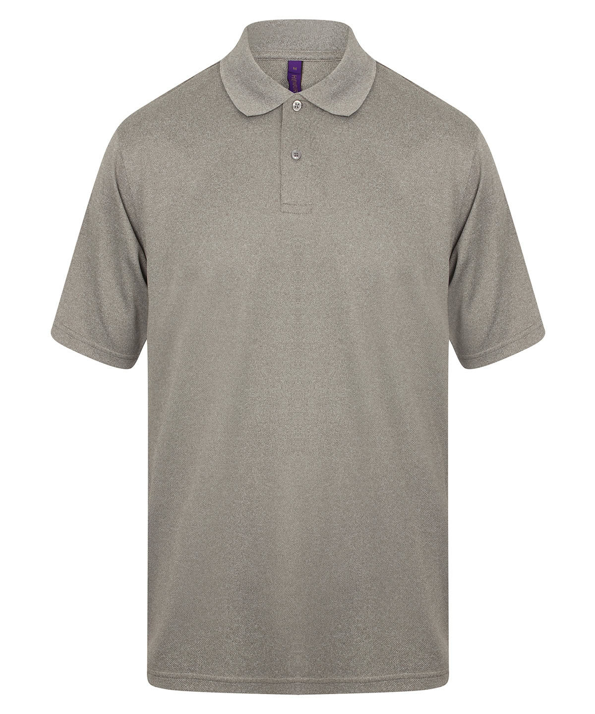 Embroidery and printing on Heather Grey polo shirt HB475, XS, ideal for promotional apparel.