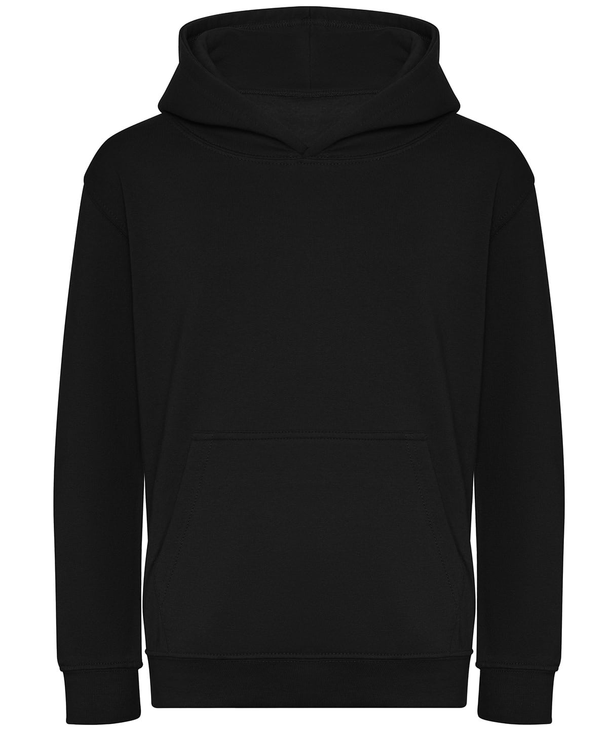 Black kids' hoodie, made from organic materials, sized for 3-4 years, ideal for casual wear and outdoor activities.