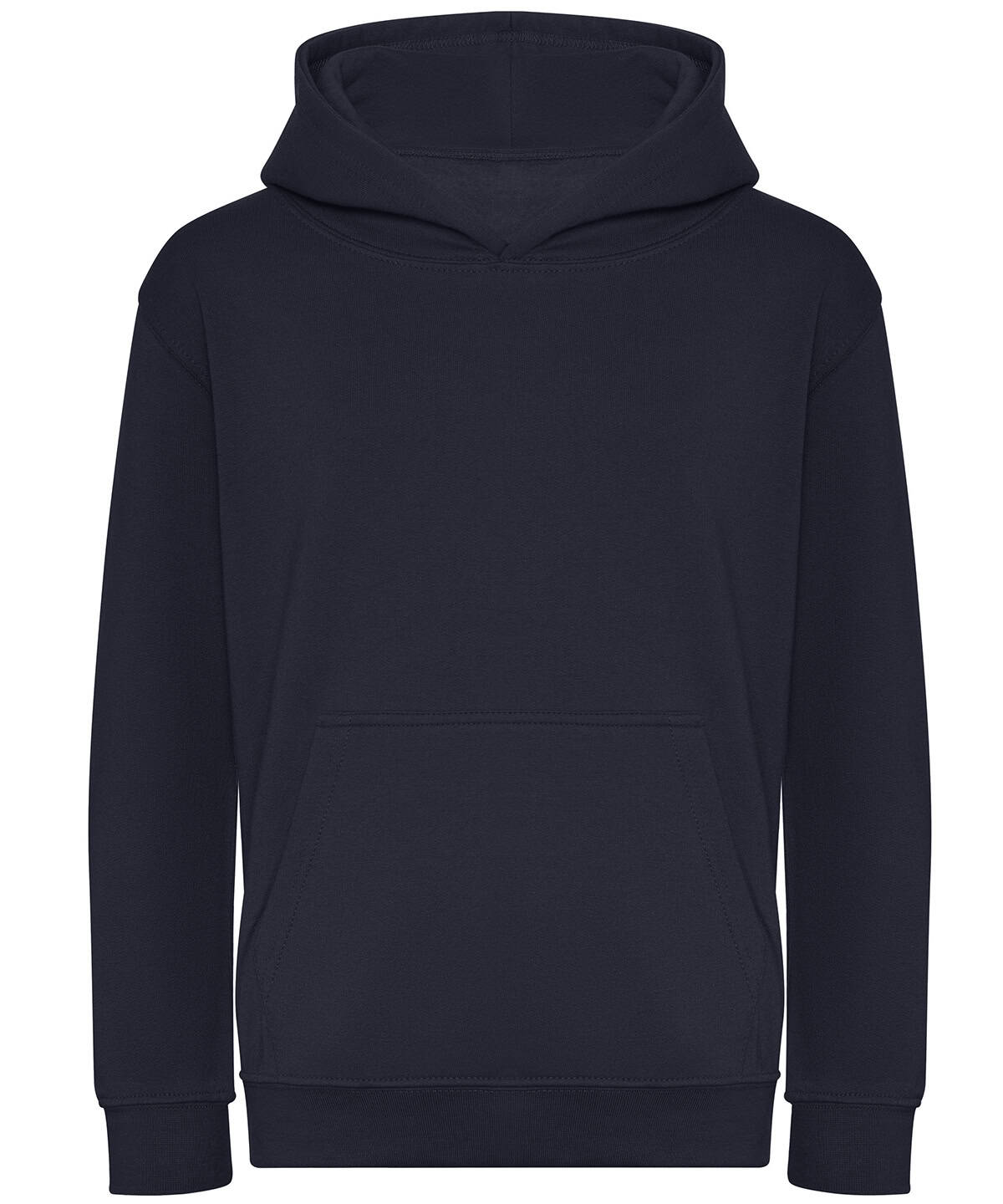 Hooded sweatshirt for kids in French navy, ideal for casual and active wear, organic fabric, comfortable fit.