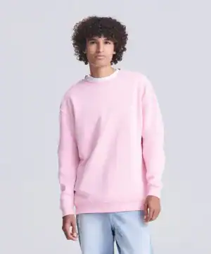 Organic sweatshirt with soft pink colour, comfortable fit, perfect for everyday casual outfits.