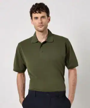 Classic green polo shirt with embroidery, perfect for casual and professional wear.