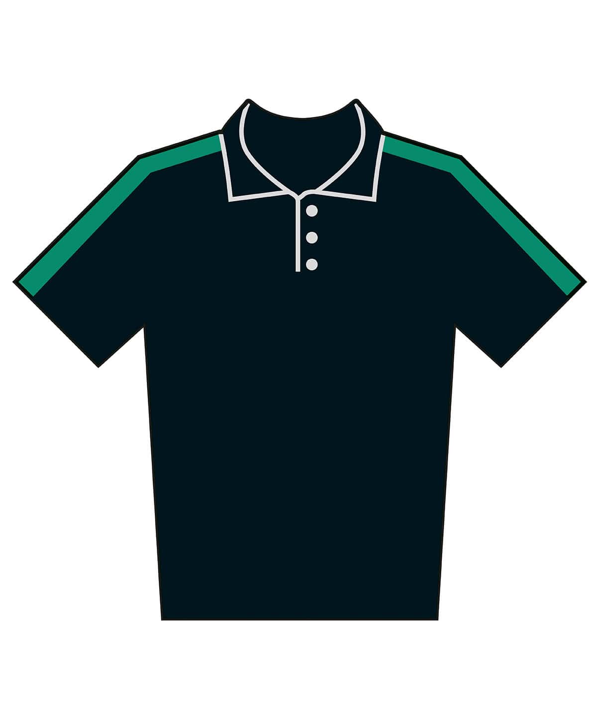 Bright navy kids' team polo shirt with green and white accents, perfect for sports and casual wear.