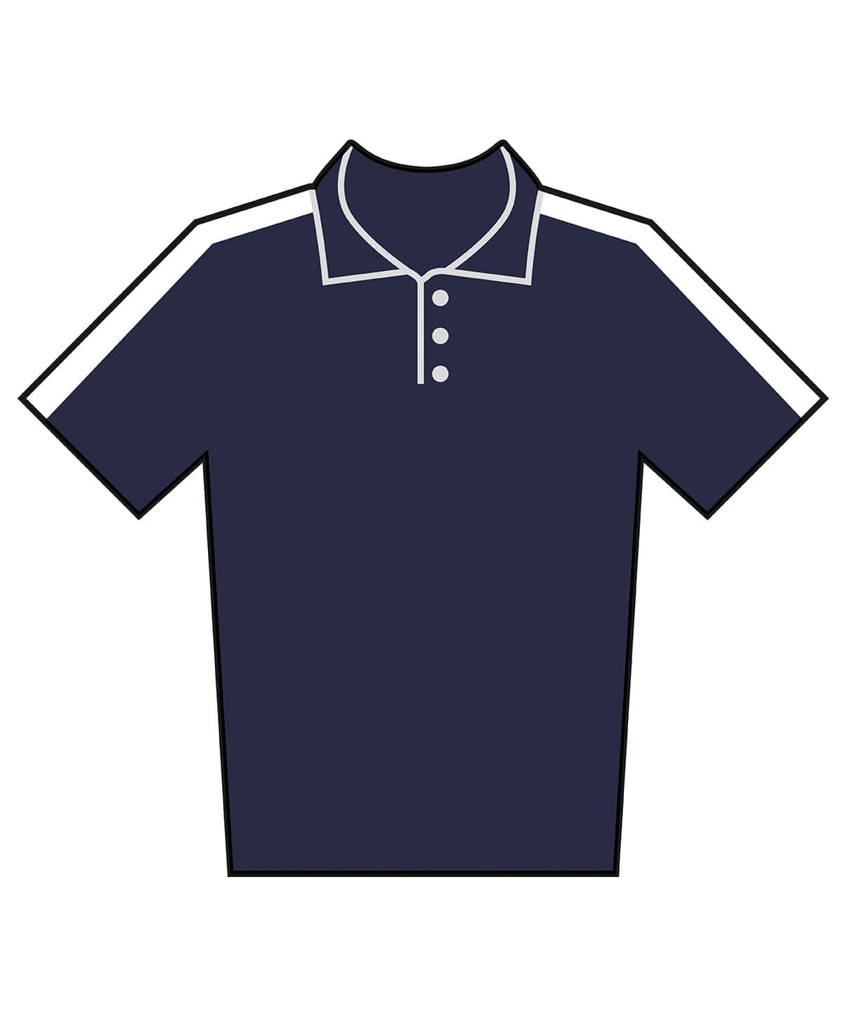 Kids team polo shirt in navy and white, size 3/4 years, perfect for sports or casual wear.