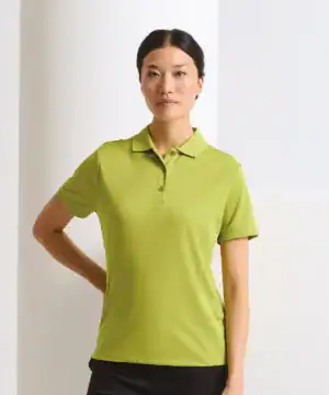 Women’s lime green Coolchecker piqué polo shirt, breathable and stylish.