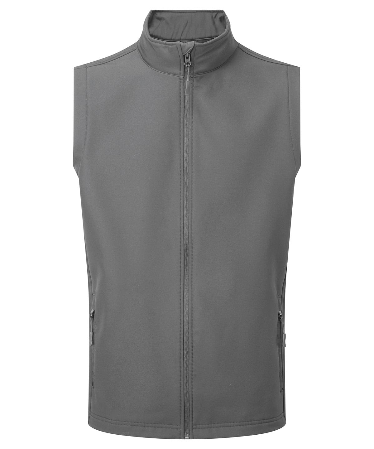 Recycled dark grey gilet with embroidery and printing options, perfect for eco-friendly branding and.