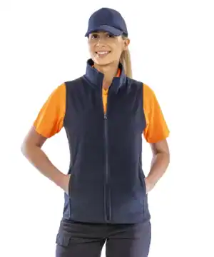 Quality embroidered and printed microfleece gilet for custom branding. Perfect for workwear and prom.